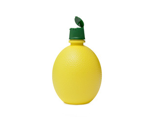 lemon juice in a bottle, isolated, on a white background