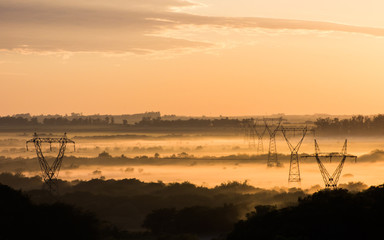 Morning mist at sunrise in the Brazilian pampa (Uruguaiana, Brazil)