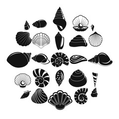 Sea shell icons set. Simple illustration of 25 Sea shell vector icons for web