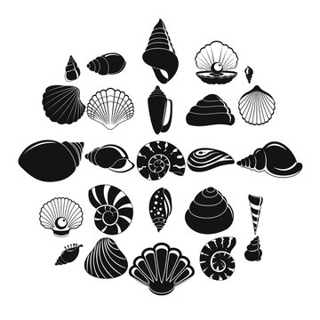 Sea shell icons set. Simple illustration of 25 Sea shell vector icons for web