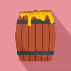 Wood honey barrel icon. Flat illustration of wood honey barrel vector icon for web design