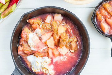 Homemade rhubarb and apple compote