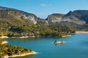 Fototapeta premium Beautiful mountain landscape near El Chorro Gorge, Andalusia, Spain