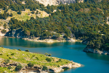 Fototapeta premium Beautiful mountain landscape near El Chorro Gorge, Andalusia, Spain