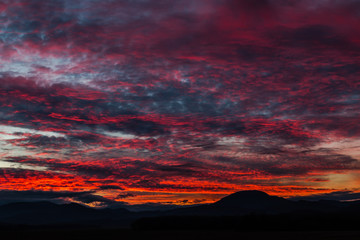 Red Sunset over hills