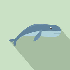 Blue whale icon. Flat illustration of blue whale vector icon for web design