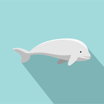 Beluga whale icon. Flat illustration of beluga whale vector icon for web design