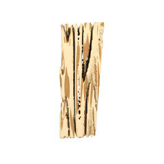 Alphabet letter I uppercase. Wood font made of brown and yellow rough pine. 3D render isolated on white background.