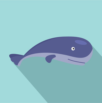 Ocean whale icon. Flat illustration of ocean whale vector icon for web design