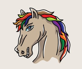 Head Horse Cartoon, art vector illustration design