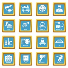 Hotel service icons set sapphirine square vector