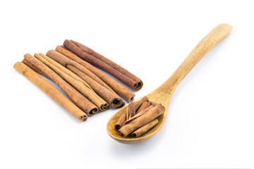 cinnamon on white background