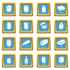 Package types icons set sapphirine square vector