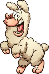 Happy cartoon lama. Vector clip art illustration with simple gradients. All in a single layer. 