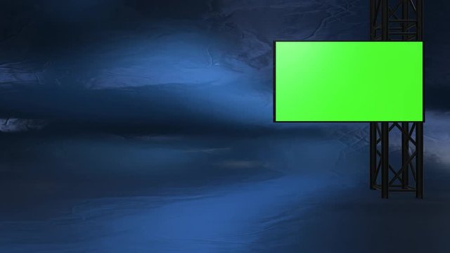 Blue stage virtual set room backdrop for news and media show production