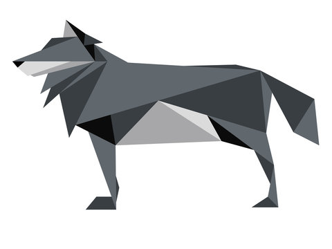 Abstract low poly wolf icon