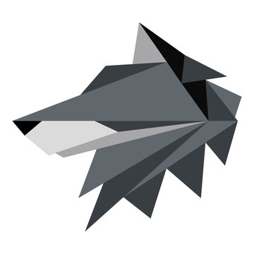 Abstract low poly wolf icon