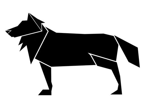 Abstract low poly wolf icon
