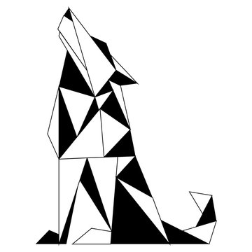 Abstract low poly wolf icon