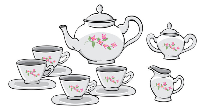 English Tea Set with lilac details