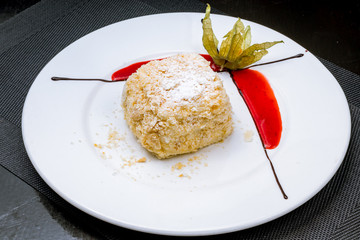 Napoleon dessert on plate