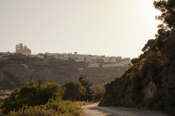 View over Tripiti village at Milos island in Greece