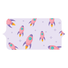 decorative banner with space rockets pattern over white background, vector illustration