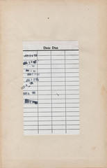 Vintage Library Due Date Card Attached to a Yellowed Book Page