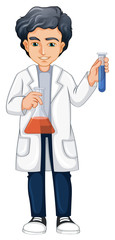 A Scientist Holding Beaker and Test Tube