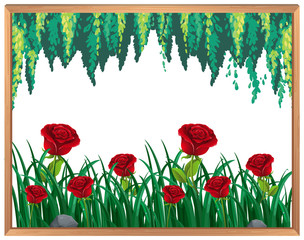 Red Roses and Plants Frame