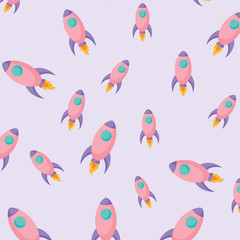 background with space rockets pattern, colorful design. vector illustration