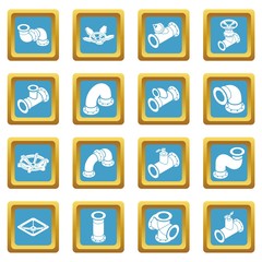 Pipeline constructor icons set sapphirine square vector