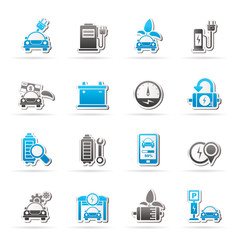 Ecology and Electric Car icons - vector icon set
