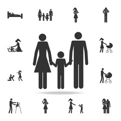 parents holding a child's hand icon. Detailed set of family icons. Premium graphic design. One of the collection icons for websites, web design, mobile app