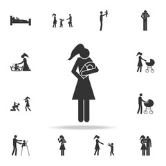 the mother holds the baby in her arms icon. Detailed set of family icons. Premium graphic design. One of the collection icons for websites, web design, mobile app