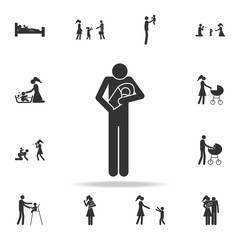 father with a baby icon. Detailed set of family icons. Premium graphic design. One of the collection icons for websites, web design, mobile app