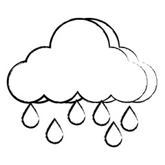 cloud with rainy drops icon over white background, vector illustration