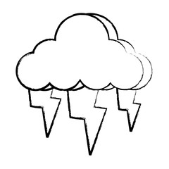 clud with lightnings icon over white background, vector illustration