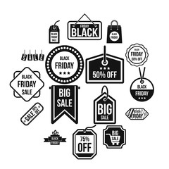 Black Friday icons set, simple style