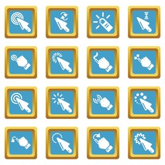 Hand click icons set sapphirine square vector