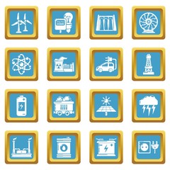 Energy sources icons set sapphirine square vector