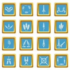 Ear corn icons set sapphirine square vector