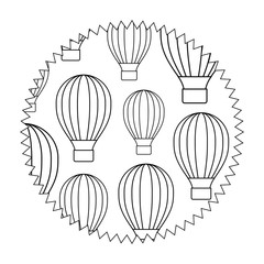 Fototapeta premium seal stamp with hot air balloons pattern over white background, vector illustration