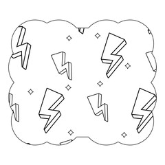 decorative frame with lightning pattern over white background, vector illustration