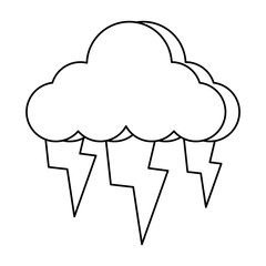 clud with lightnings icon over white background, vector illustration