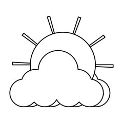 cloud and sun icon over white background, vector illustration