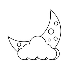 cloud and moon icon over white background, vector illustration