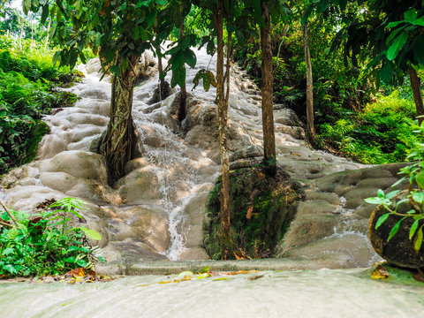 Truly magic sticky waterfalls close to Chiang Mai in north Thailand