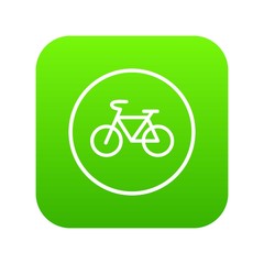 Sign bike icon digital green