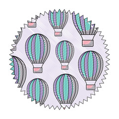Fototapeta na wymiar seal stamp with hot air balloons pattern over white background, colorful design. vector illustration